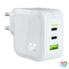 Kép 2/3 - Power charger Green Cell GC PowerGaN 65W (2x USB-C Power Delivery, 1x USB-A compatible with Quick Charge 3.0) (white)