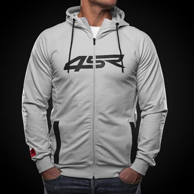 4SR Hoodie Logo, kapucnis, zipzáros felső, szürke