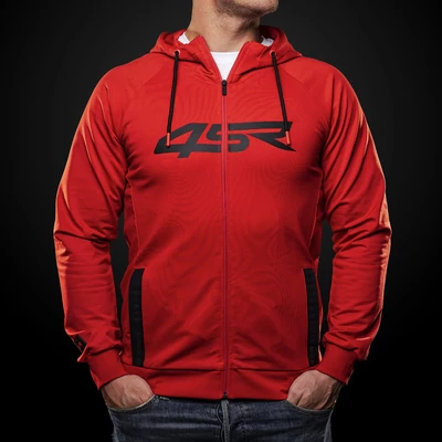 4SR Hoodie Logo, kapucnis, zipzáros felső, piros
