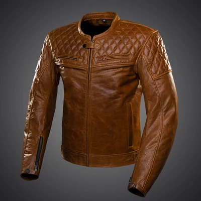 4SR NEW Scrambler II Cognac Motoros Bőrkabát
