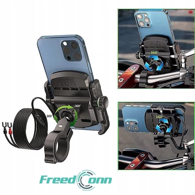 FreedConn kormányra vagy csavar alá rögzíthető motoros telefontartó, USB aljzattal, MC10k-02