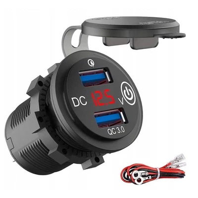 FreedConn vízálló gyorstöltő, 2 x USB QC3.0, 3A, 24V, MC3087