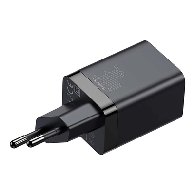 Baseus Super Si Pro gyorstöltő USB + USB-C 30W (fekete)