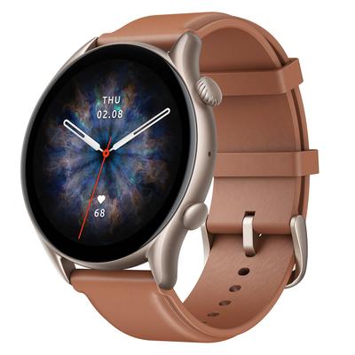 Amazfit GTR 3 Pro okosóra, barna bőr szíjjal