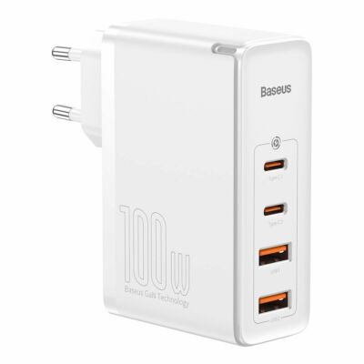 Baseus GaN2 Pro fali töltő, 2x USB + 2x USB-C, 100W, EU (fehér)