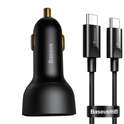 Baseus Superme USB szivargyújtós töltő, USB-C, 100W + USB-C kábel, fekete