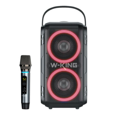 W-KING T9 vezeték nélküli Bluetooth hangszóró, mikrofonnal, 60W, fekete