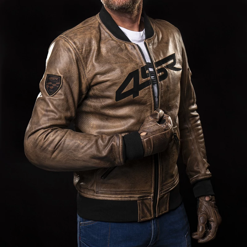 4SR Bomber Brown Patina motoros bőrkabát