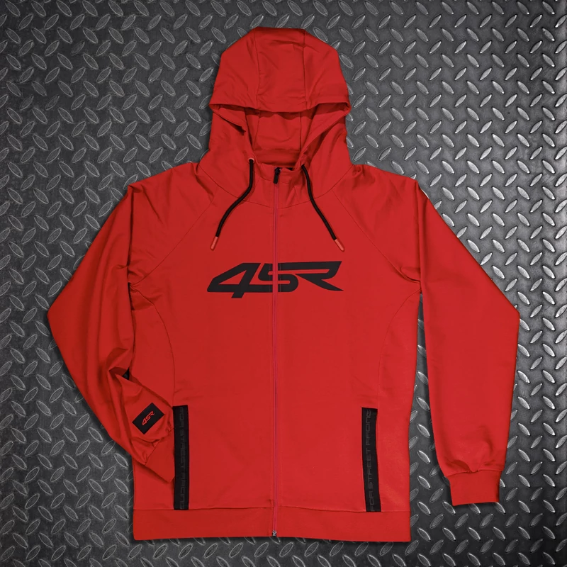 4SR Hoodie Logo, kapucnis, zipzáros felső, piros