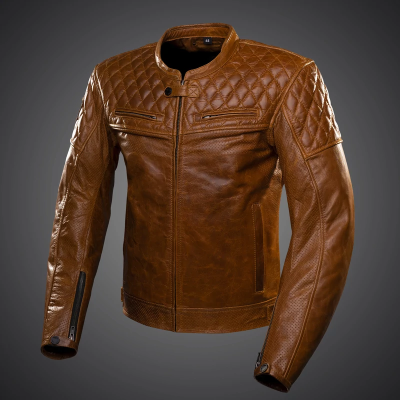 4SR NEW Scrambler II Cognac Motoros Bőrkabát