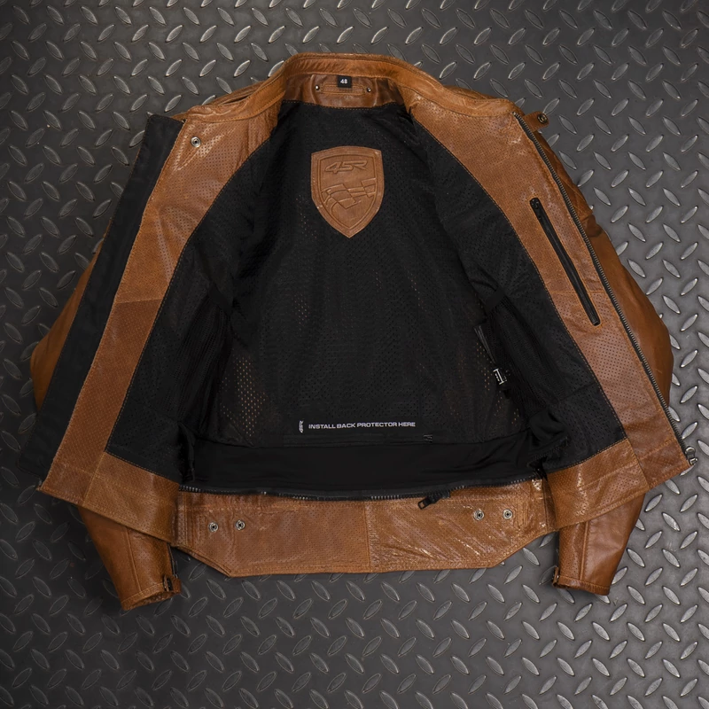 4SR NEW Scrambler II Cognac Motoros Bőrkabát