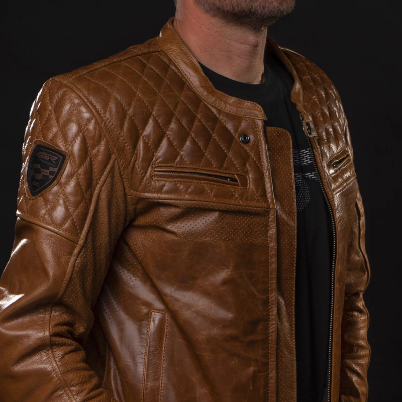 4SR NEW Scrambler II Cognac Motoros Bőrkabát
