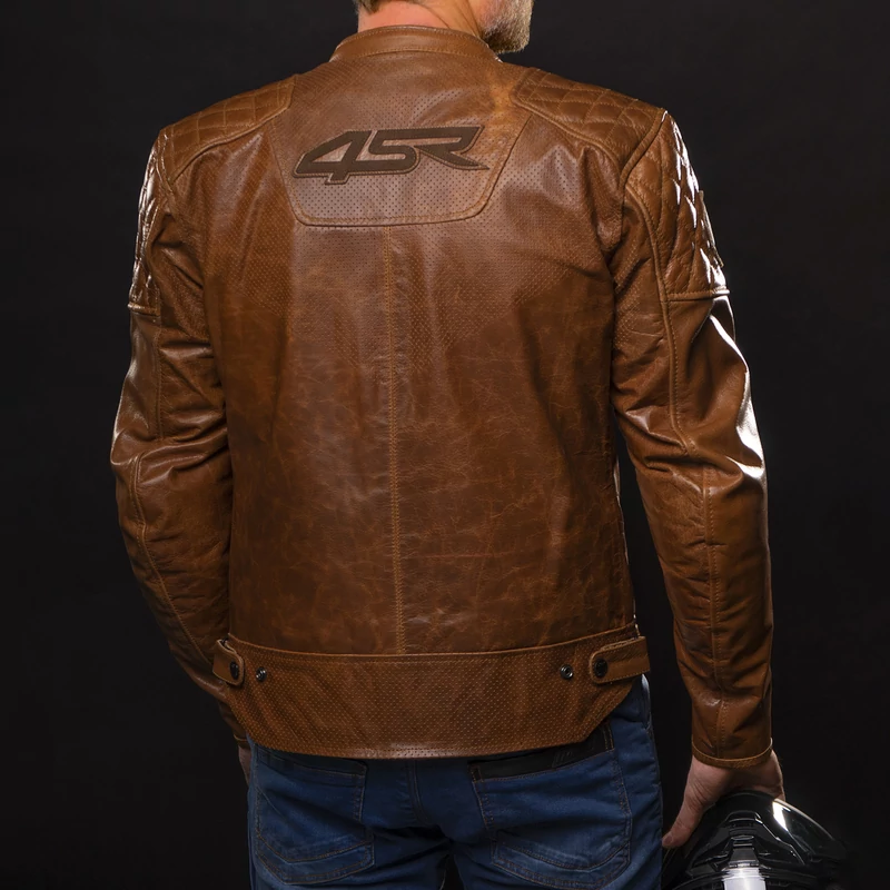 4SR NEW Scrambler II Cognac Motoros Bőrkabát