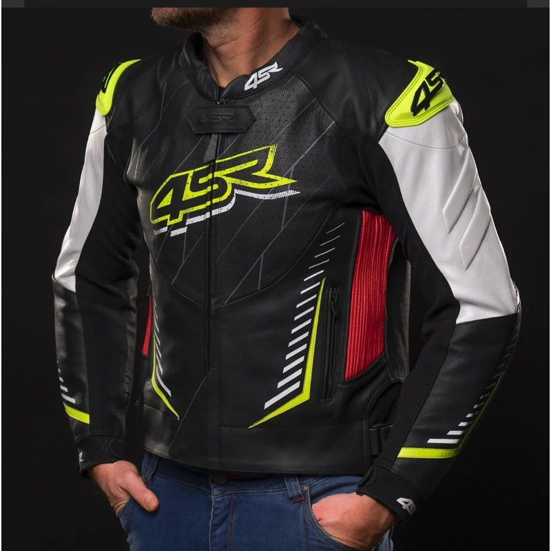 4SR Club Sport NEON AR Bőrkabát, légzság előkészített, (Airbag ready)