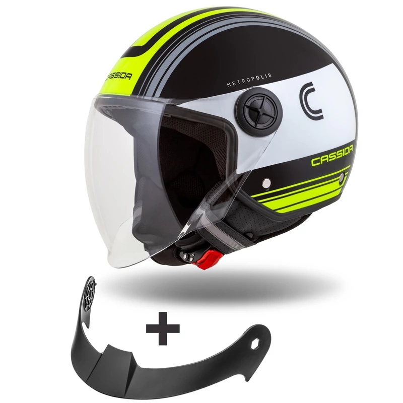 Cassida Handy Metropolis Safety, black/white/yellow fluo/grey 2025 bukósisak