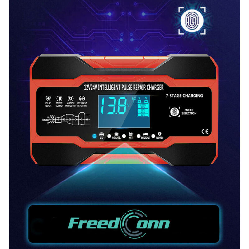 FreedConn RJ-C 121001A 12V 24V automatikus akkumulátor töltő