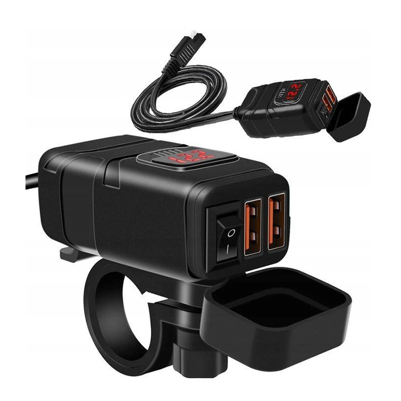 FreedConn motorkerékpárra szerelhető töltő 2 x USB QC3.0 gyorstöltő, MC1N