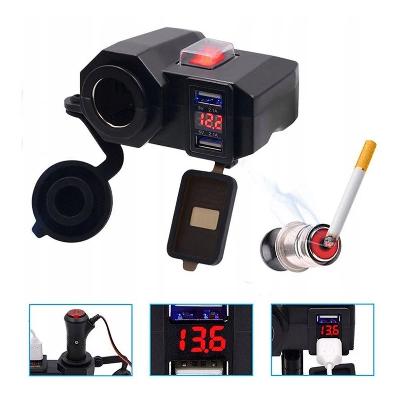 FreedConn motorkerékpárra szerelhető szivargyújtótöltő, 2 x USB QC3.0, MC1V