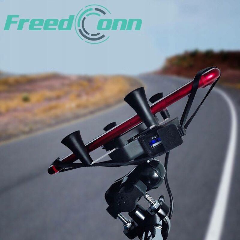 FreedConn kormányra szerelhető motoros telefontartó, USB aljzattal, MC7HR