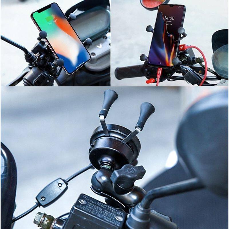 FreedConn X motoros telefontartó, wireless töltéssel, USB aljzattal, kormányra és csavar rögzítéssel MC7W