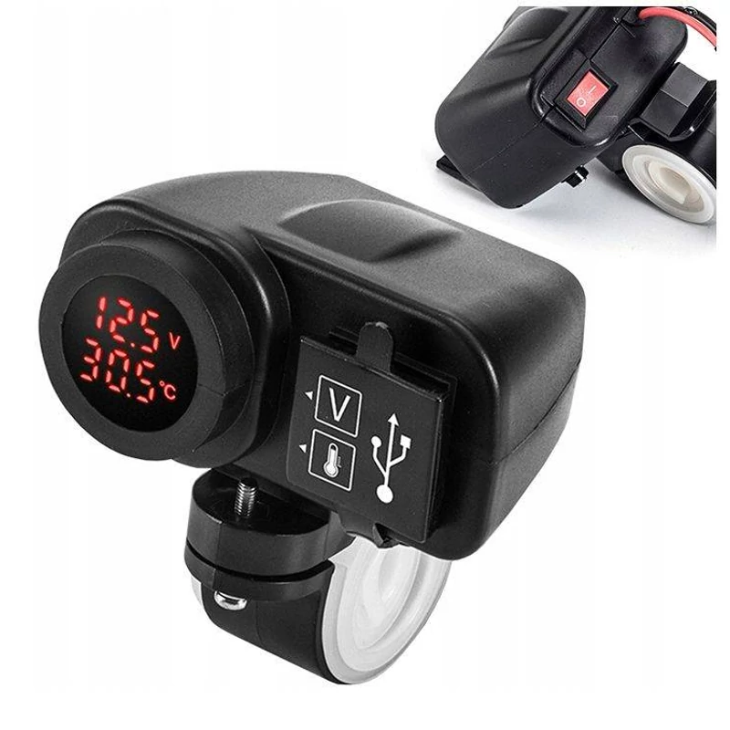 FreedConn vízálló töltő, 2 x USB, 4.2A, 9-24V, Volt és hőmérséklet  mérővel,  MC20V