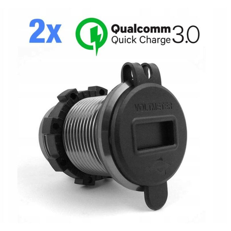 Freedconn vízálló gyorstöltő motorhoz, rollerhez, quadhoz, motorcsónakhoz, MC3084G, 2x USB QC3.0