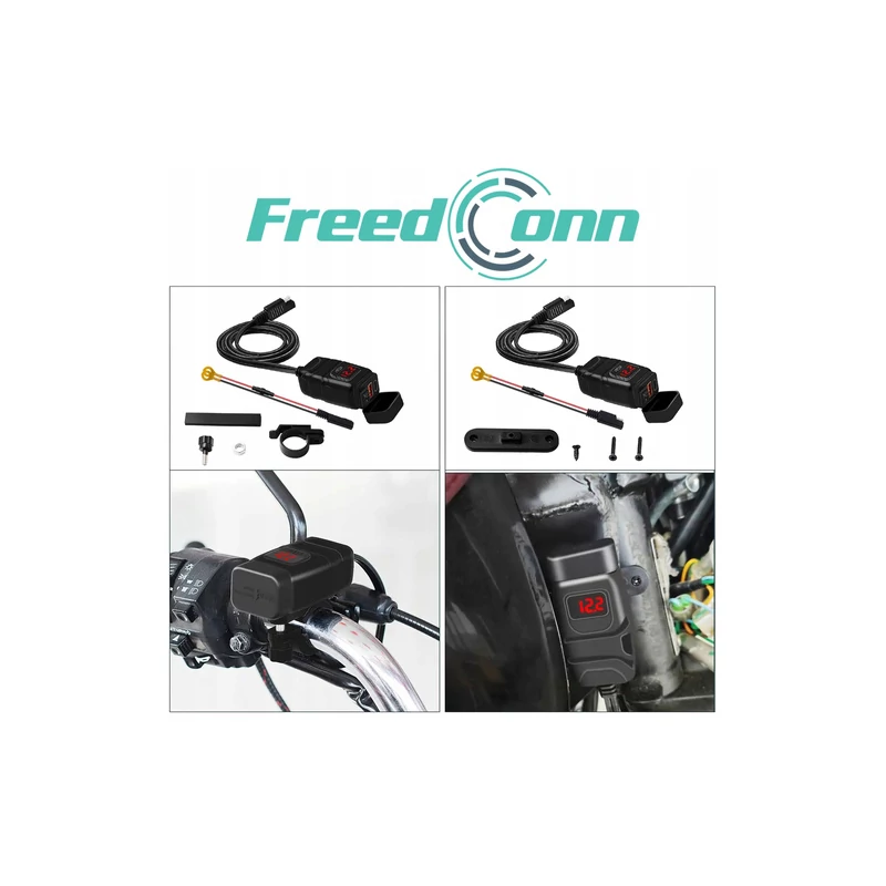 FreedConn motorkerékpárra szerelhető töltő USB+USB-C QC3.0 gyorstöltő, MC1N-PD