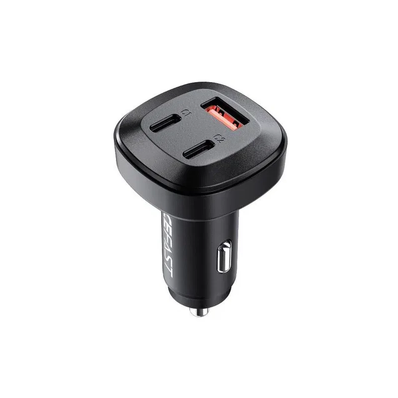 Acefast B3 autós töltő USB-A + 2 x Type C, QC4, PD66W, fekete