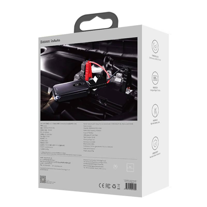 Baseus Super Energy autós gyorsindító, Jump Starter Powerbank / Indító, 12000mAh, 1000A, USB, fekete