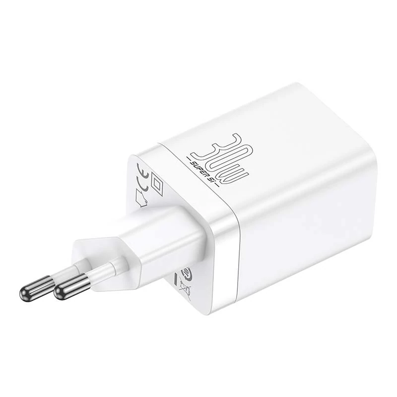 Baseus Super Si Pro gyorstöltő USB + USB-C 30W, fehér