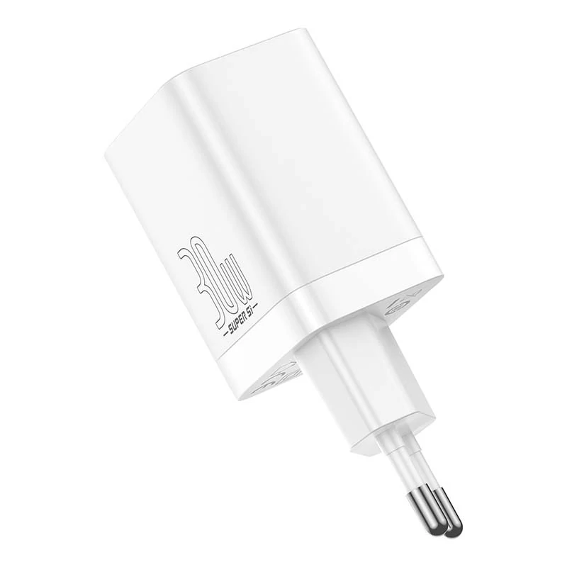 Baseus Super Si Pro gyorstöltő USB + USB-C 30W, fehér