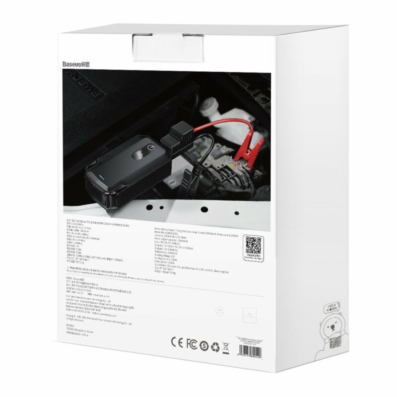 Baseus Super Energy Max autós gyorsindító, Jump Starter Powerbank / Indító, 20000mAh, 2000A, USB, fekete