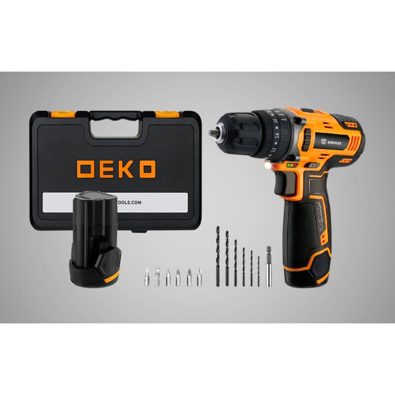 Deko Tools DKCD12ID01-5S3 Akkumulátoros ütvefúrógép 12V, 28Nm