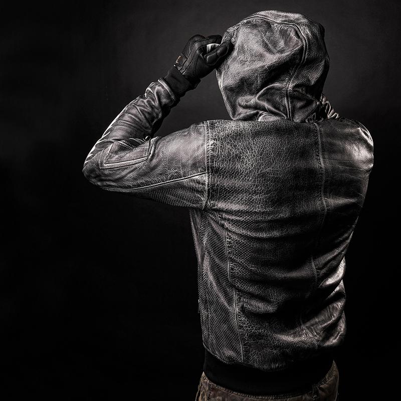 4SR Hoodie, kapucnis motoros bőrkabát 48