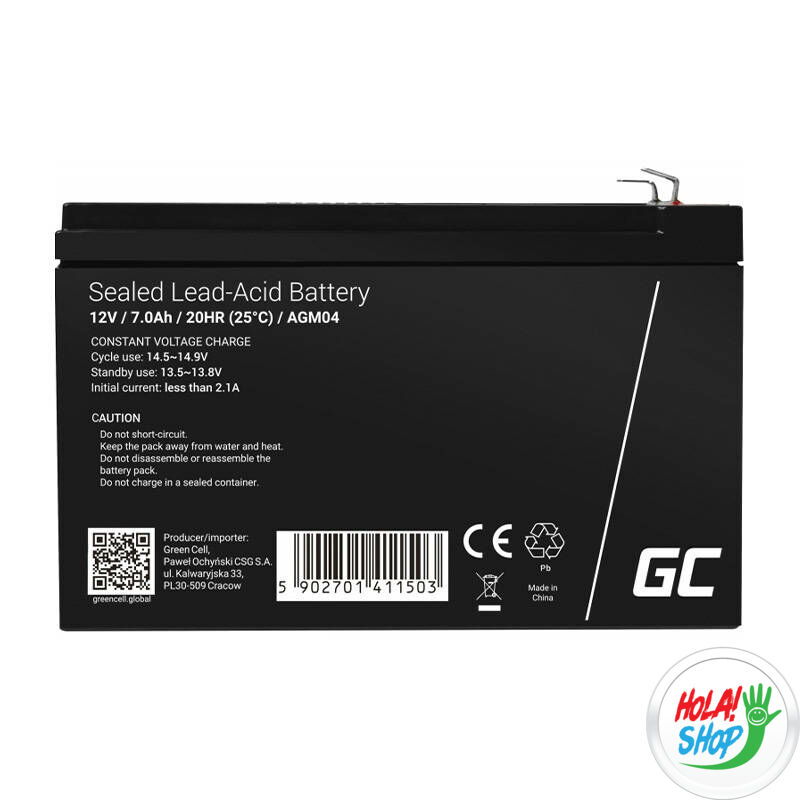 Rechargeable battery AGM 12V 7Ah Maintenancefree for UPS ALARM