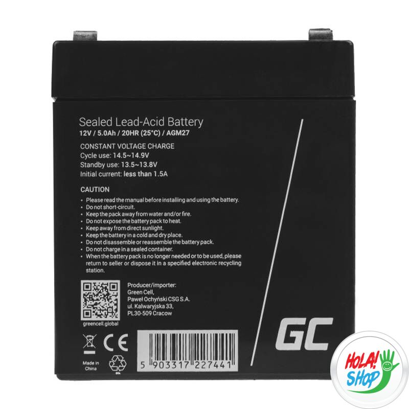 Rechargeable battery AGM 12V 5Ah Maintenancefree for UPS ALARM
