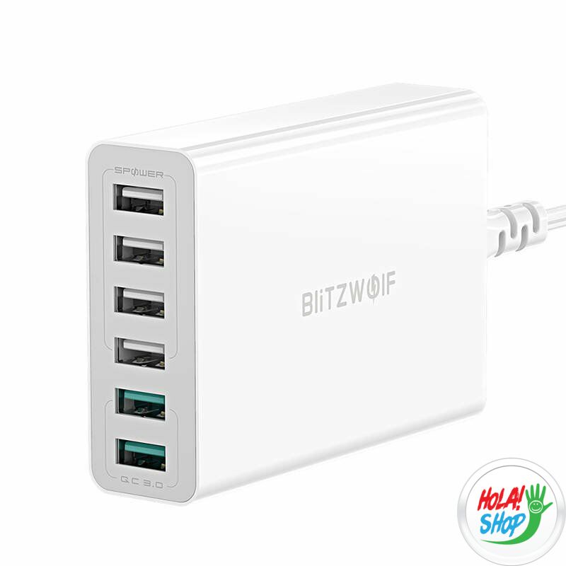 Blitzwolf BW-S15, 6x USB töltő QC 3.0, 60W, fehér