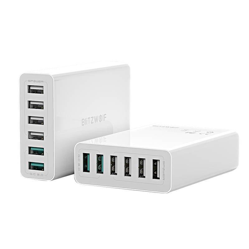 Blitzwolf BW-S15, 6x USB töltő QC 3.0, 60W, fehér