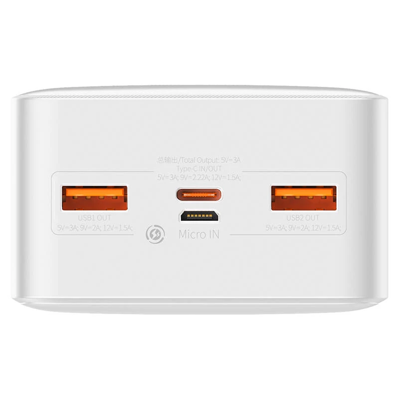Baseus Bipow Powerbank, 30000mAh, 20W (fehér)