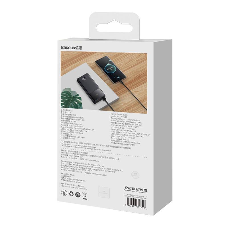 Baseus Star-Lord Powerbank, 30000mAh, USB, USB-C, 22.5W (fekete)