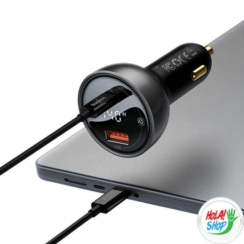 Car charger Baseus Superme, USB, USB-C, 140W (black)