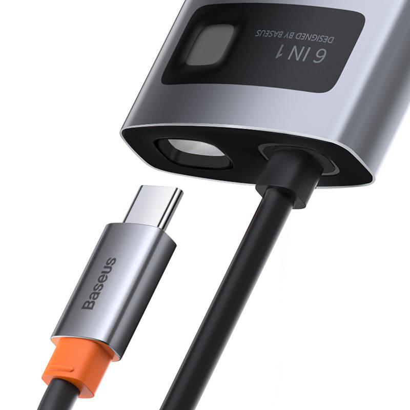 Baseus Metal Gleam Series 6in1 hub, USB-C - 3x USB 3.0 + HDMI + USB-C PD + Ethernet RJ45, CAHUB-CW0G