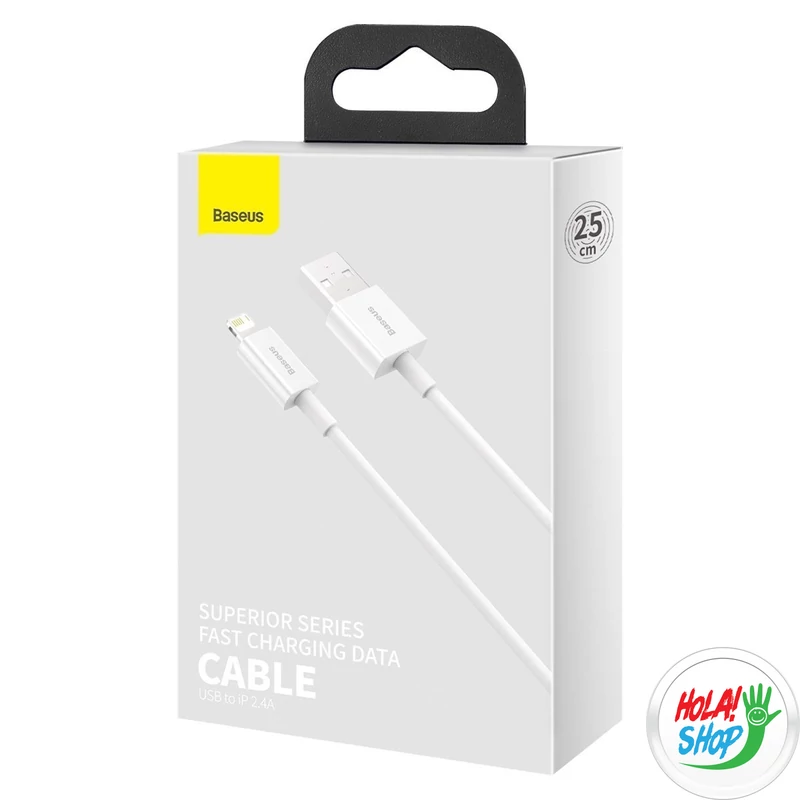 USB-kábel a Lightning Baseus Superior sorozathoz, 2,4A, 0,25 m (fehér)