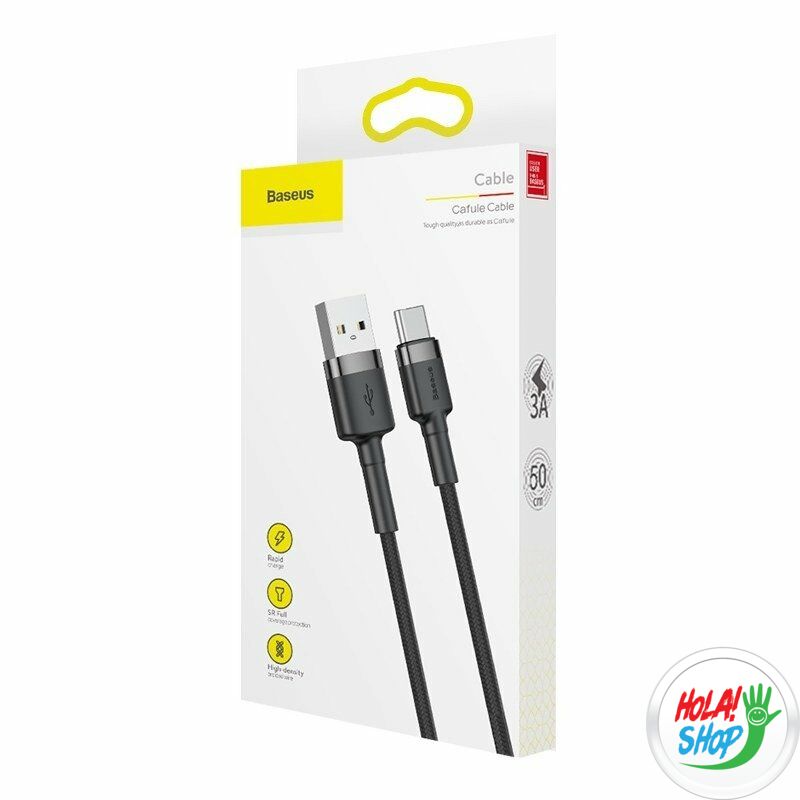 USB-USB-C kábel Baseus Cafule 3A 1m (szürke-fekete)