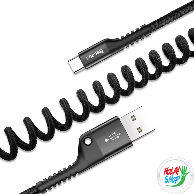 Baseus Spring USB-USB-C rugós kábel 1m 2A (fekete)