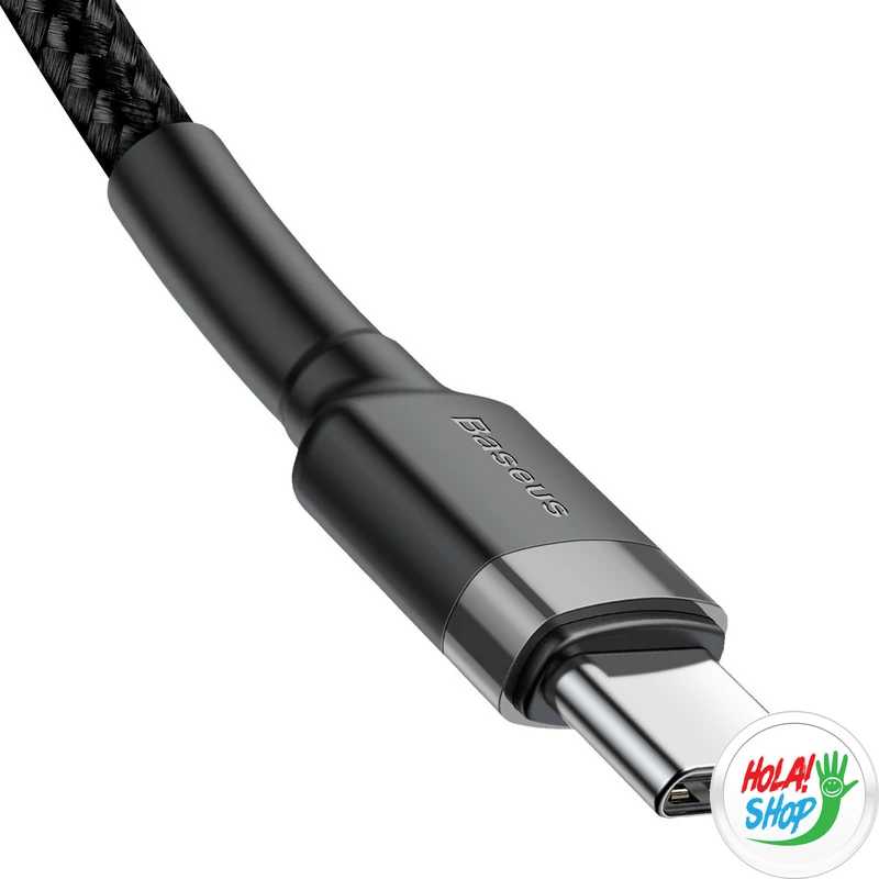 Baseus Cafule PD 2.0 USB-C – USB-C PD 2.0, QC 3.0 kábel, 60 W, 2 m (fekete-szürke)