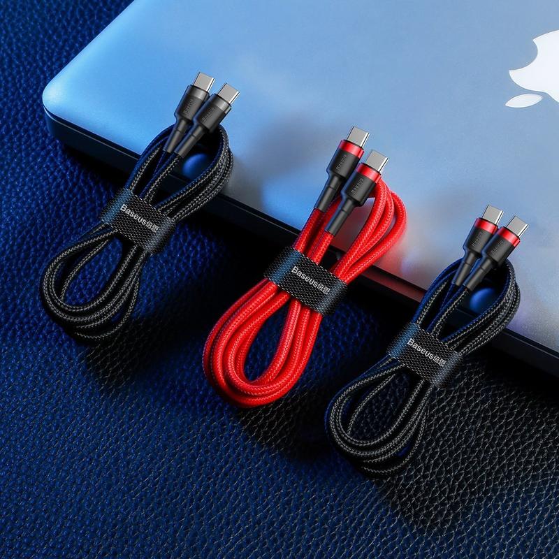 Baseus Cafule PD 2.0 USB-C – USB-C PD 2.0, QC 3.0 kábel, 60 W, 2 m (fekete-szürke)