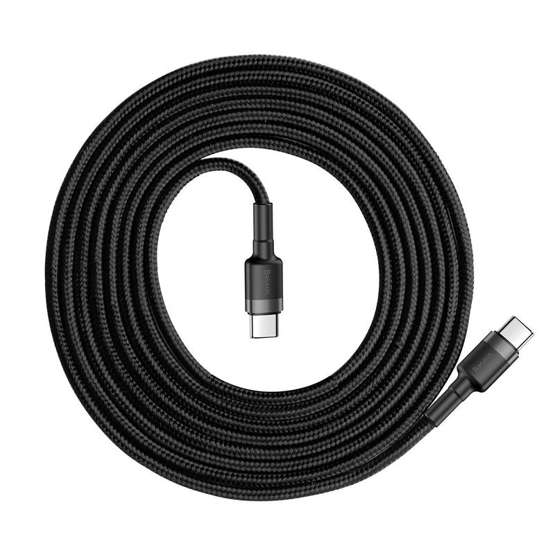 Baseus Cafule PD 2.0 USB-C – USB-C PD 2.0, QC 3.0 kábel, 60 W, 2 m (fekete-szürke)