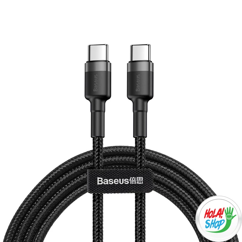 Baseus Cafule PD 2.0 USB-C – USB-C PD 2.0, QC 3.0 kábel, 60 W, 2 m (fekete-szürke)