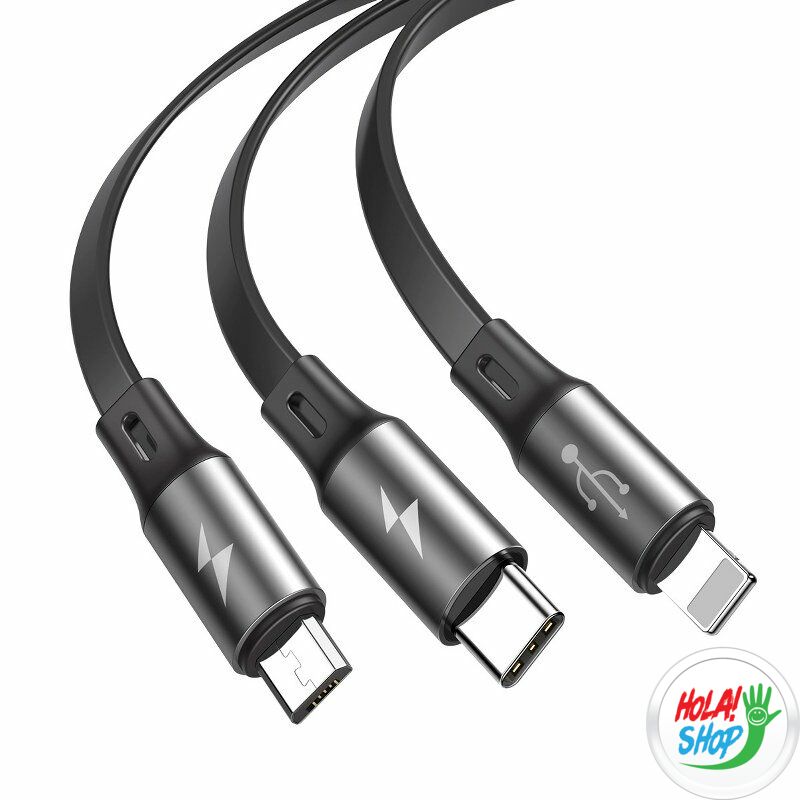 Baseus Fabric 3 az 1-ben USB-C / Lightning / Micro USB kábel 3,5 A 1,2 m (szürke)